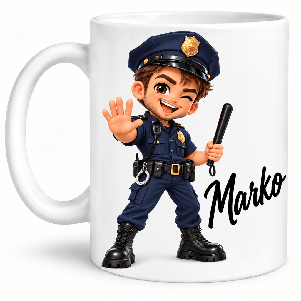 Personalisierte Tasse für Männer mit Namen – 3D-Cartoon Berufe & Hobbys