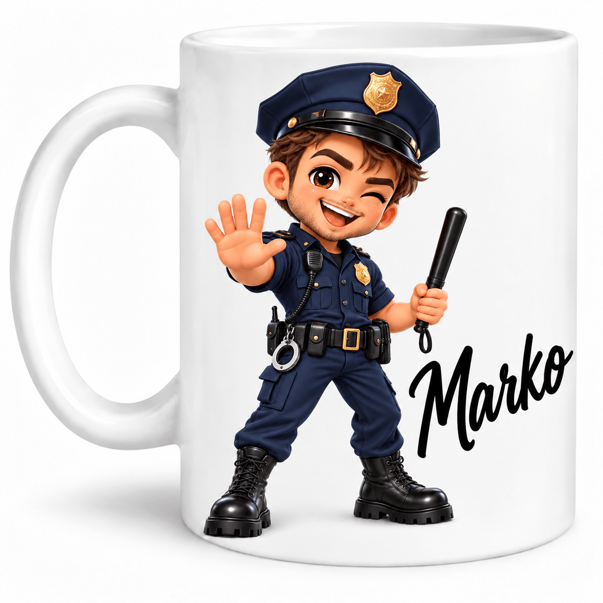 Personalisierte Tasse für Männer mit Namen – 3D-Cartoon Berufe & Hobbys
