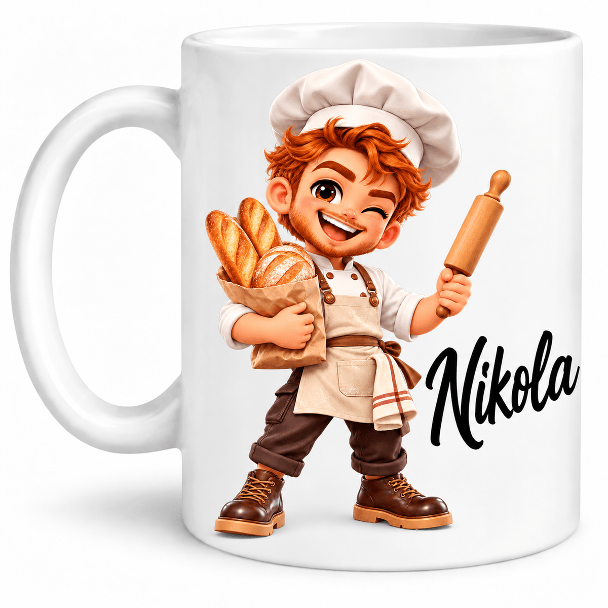 Personalisierte Tasse für Männer mit Namen – 3D-Cartoon Berufe & Hobbys