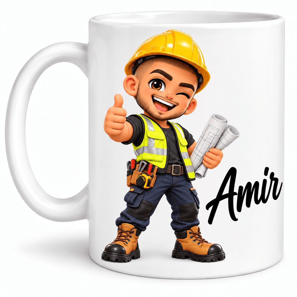 Personalisierte Tasse für Männer mit Namen – 3D-Cartoon Berufe & Hobbys