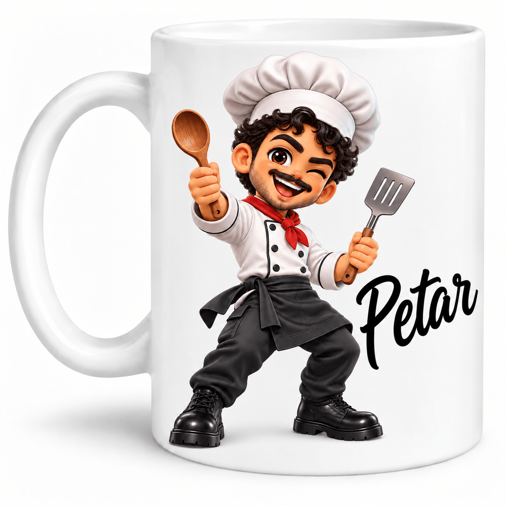 Personalisierte Tasse für Männer mit Namen – 3D-Cartoon Berufe & Hobbys