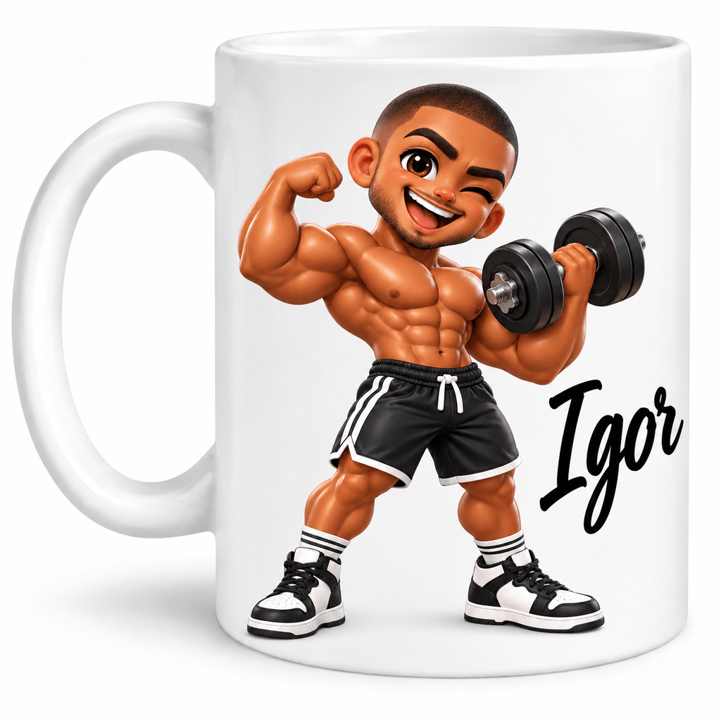 Personalisierte Tasse für Männer mit Namen – 3D-Cartoon Berufe & Hobbys