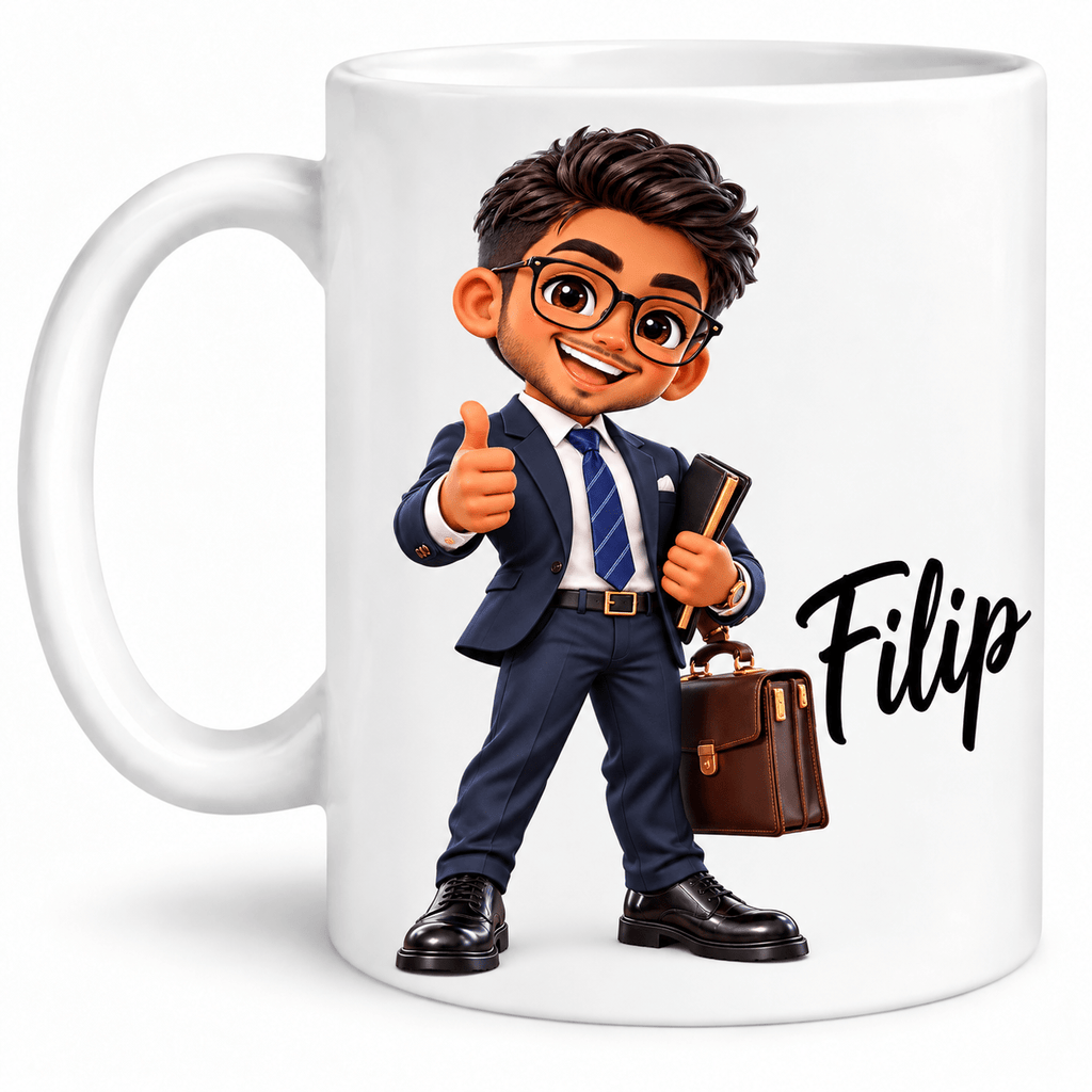 Personalisierte Tasse für Männer mit Namen – 3D-Cartoon Berufe & Hobbys