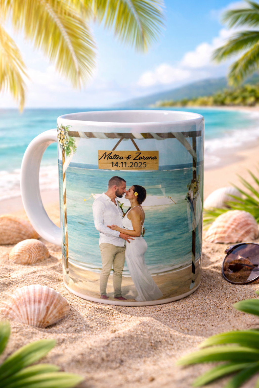 Keramik Fototasse personalisiert - Hochzeitsgeschenk mit Foto