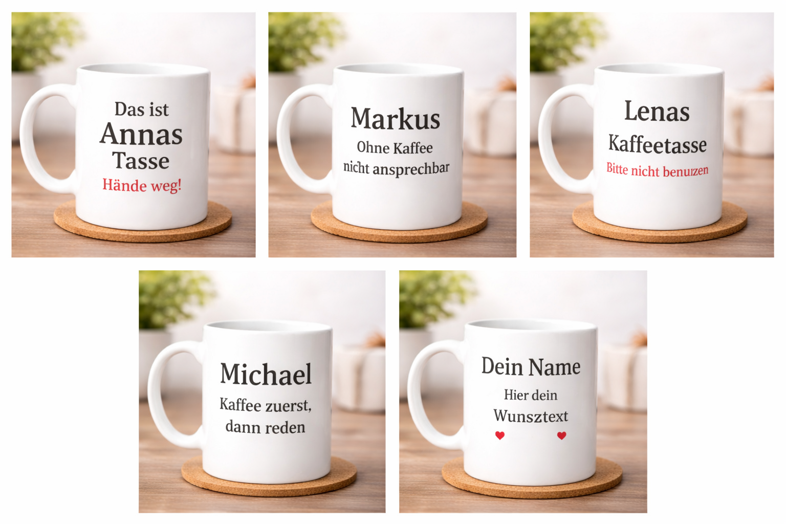Personalisierte Tasse mit Namen und Wunschtext