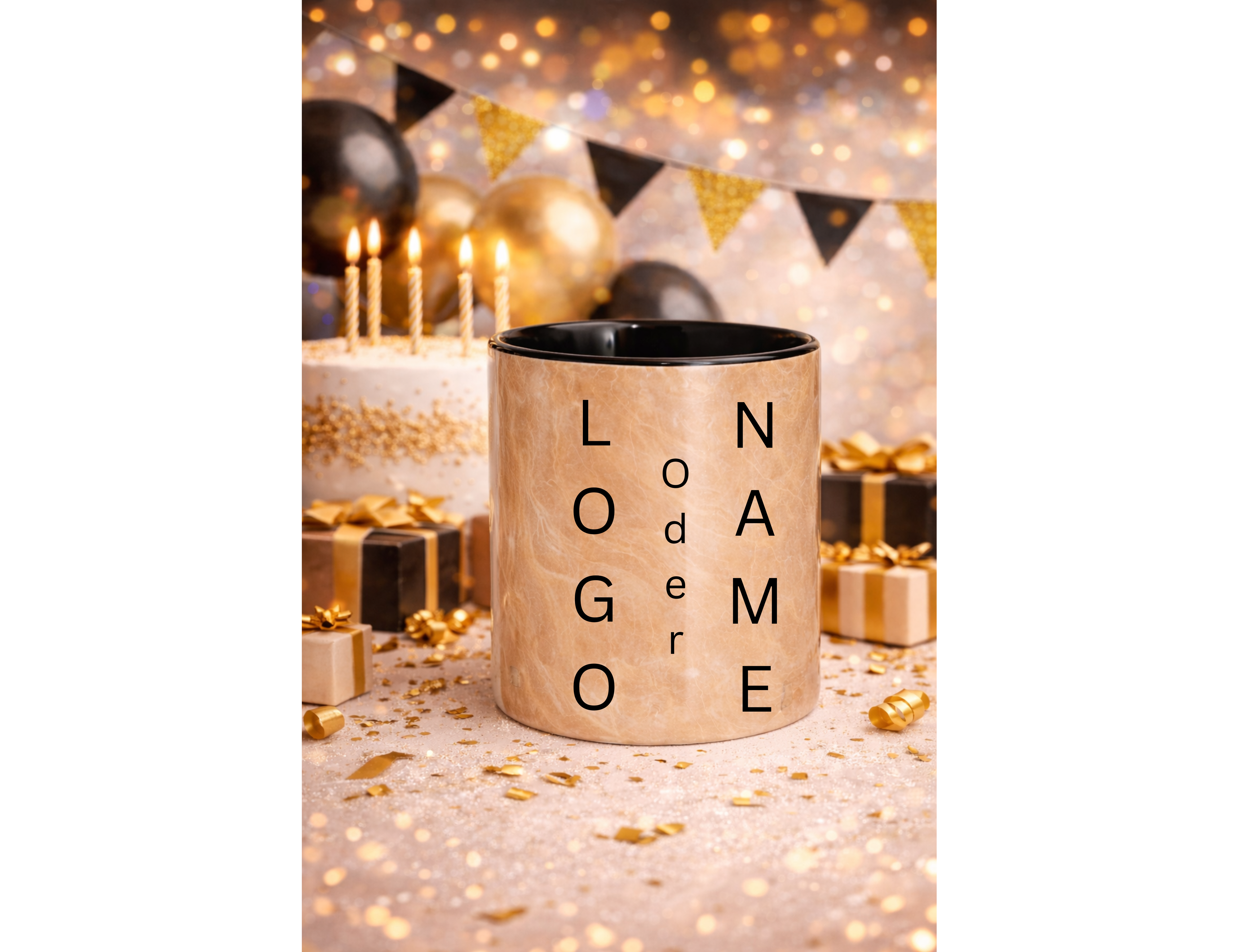 Personalisierbare Geburtstagstasse Gold - blanko Design zum Selbstgestalten