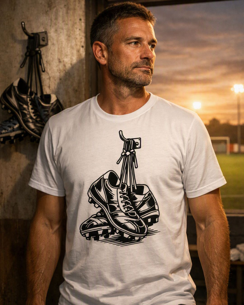 Fußball T-Shirt "Fußballschuhe am Nagel" | Geschenk für Fußballfans