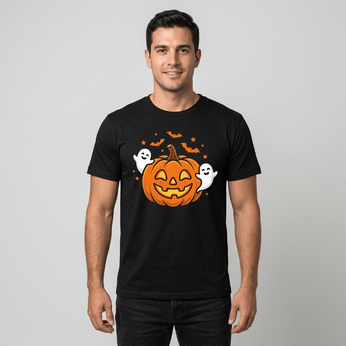 herren-halloween-t-shirt-schwarz-kuerbis-geister