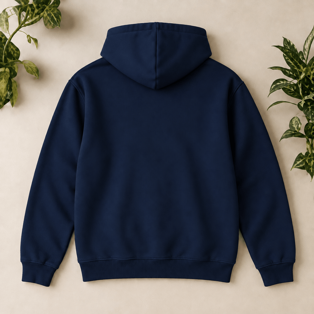 Dunkelblauer Hoodie – Rückseite